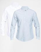Asos Oxford Shirt Twin Pack - Blue/white - Save 20%
