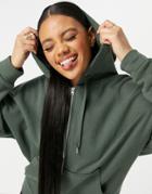 Asos Design Super Oversized Zip Through Hoodie In Khaki-green