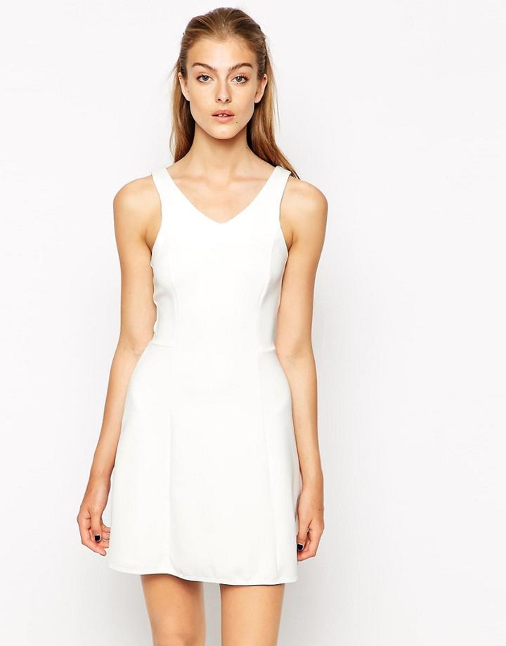 Mango Scuba Lantern Dress - Cream