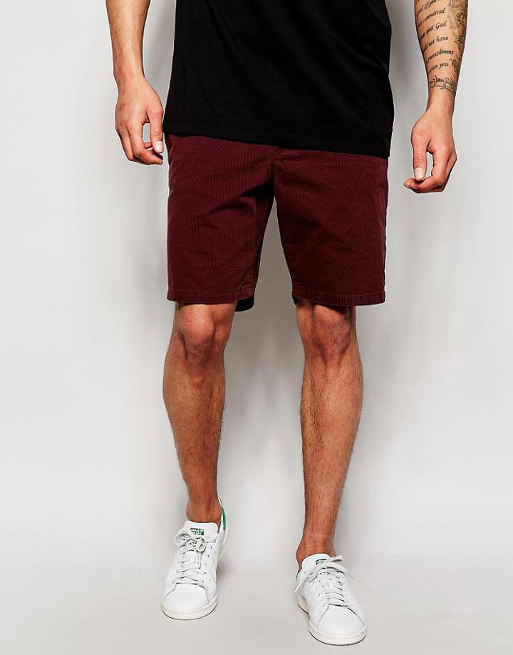New Look Geo Print Chino Short - Red