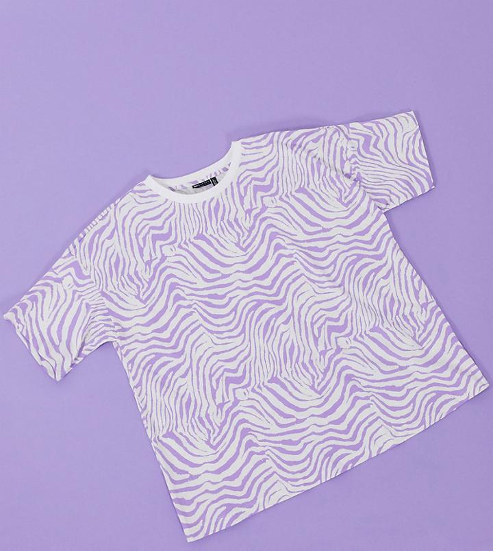 Asos Design Maternity T-shirt In Lilac Animal-purple