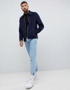 Asos Design Wool Mix Zip Through Jacket In Navy