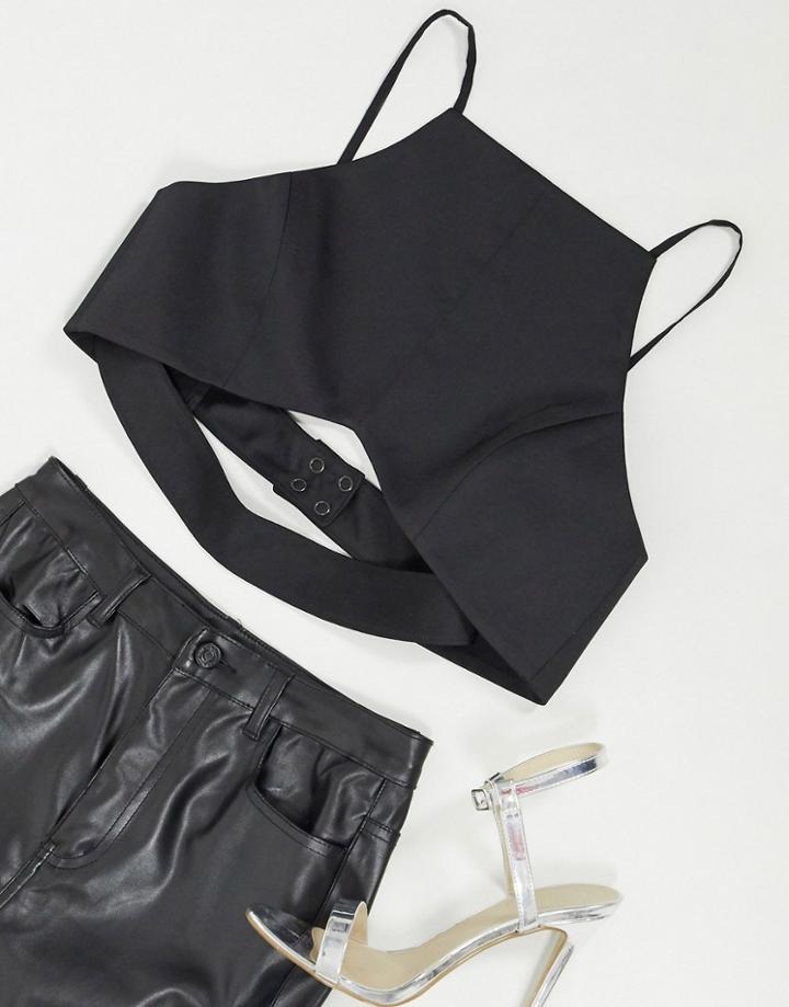Aqaq Cut Out Detail Crop Top In Black