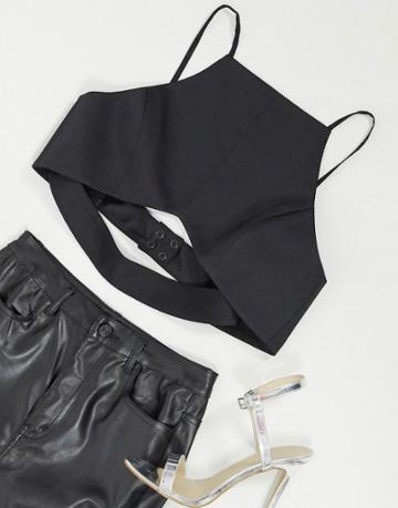 Aqaq Cut Out Detail Crop Top In Black