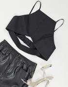 Aqaq Cut Out Detail Crop Top In Black