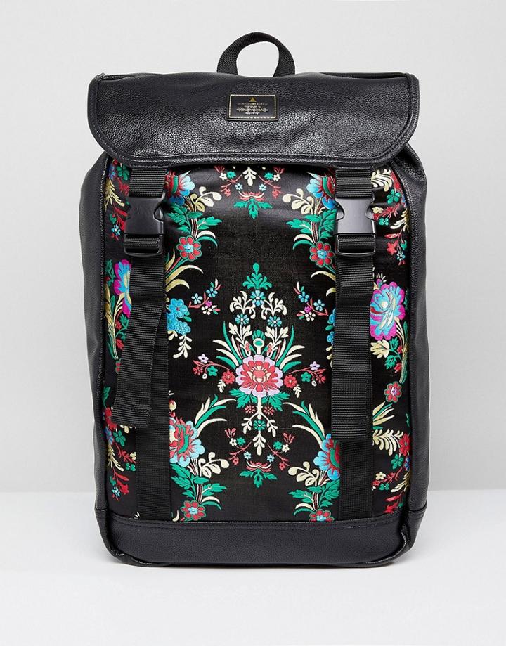 Asos Hiker Backpack In Chinoiserie Fabric - Black
