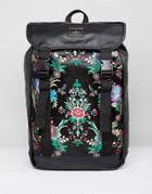 Asos Hiker Backpack In Chinoiserie Fabric - Black