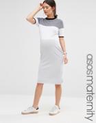 Asos Maternity Knitted Column Dress In Color Block - Multi
