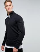 Armani Jeans Sweatshirt With Half Zip & Logo Sleeve In Black - Black