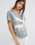 Puma Archive Logo Boyfriend Fit T-shirt In Gray - Gray
