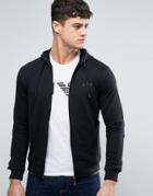 Armani Jeans Zipthru Logo Hoodie Regular Fit In Black - Black