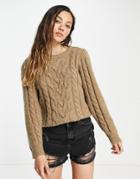 Vero Moda Cable Knit Sweater In Brown