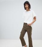 Asos Design Kick Flare Stretch Pants With Combat Pockets In Khaki - Green