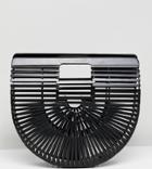 My Accessories Small Black Slatted Clutch Bag - Black