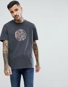 Pretty Green Short Sleeve Jersey Paisley Logo T-shirt In Gray - Gray