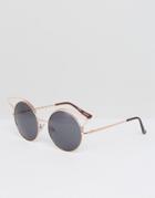 Monki Reflective Metal Detail Sunglasses - Gold
