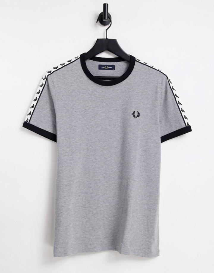 Fred Perry Taped Ringer T-shirt In Gray