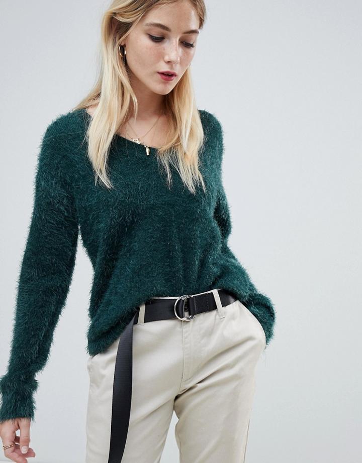 Noisy May Fluffy Knit Sweater-green