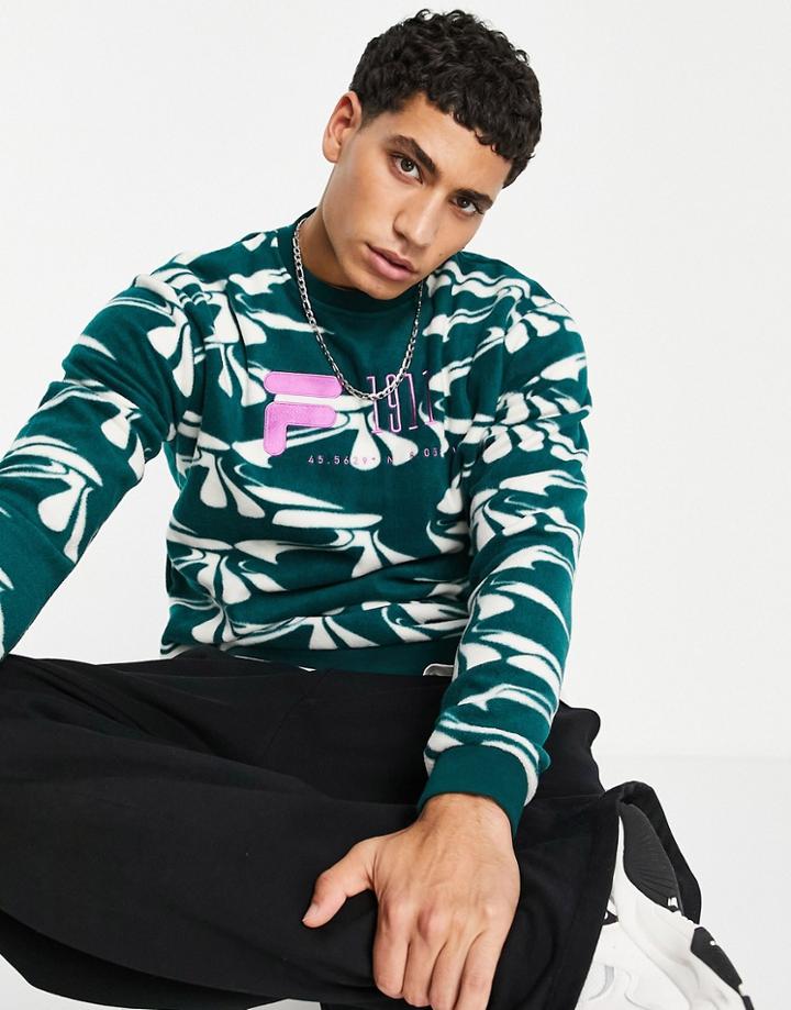 Fila Sweat With Logo In White And Green