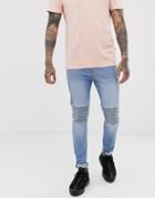 Apt Freddy Biker Jeans In Super Skinny Fit-blue