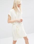 Monki Tie Waist Kimono Sleeve Dress - White