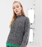 Collusion High Neck Sweater With Color Block Tipping - Gray