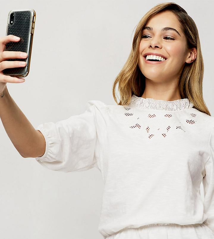 Miss Selfridge High Neck Blouse In Cream-white