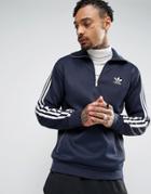 Adidas Originals London Pack Half Zip Track Top In Blue Bk7798 - Blue