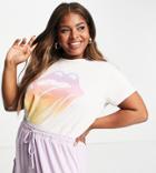 Cotton: On Curve Rolling Stones Band T-shirt In White
