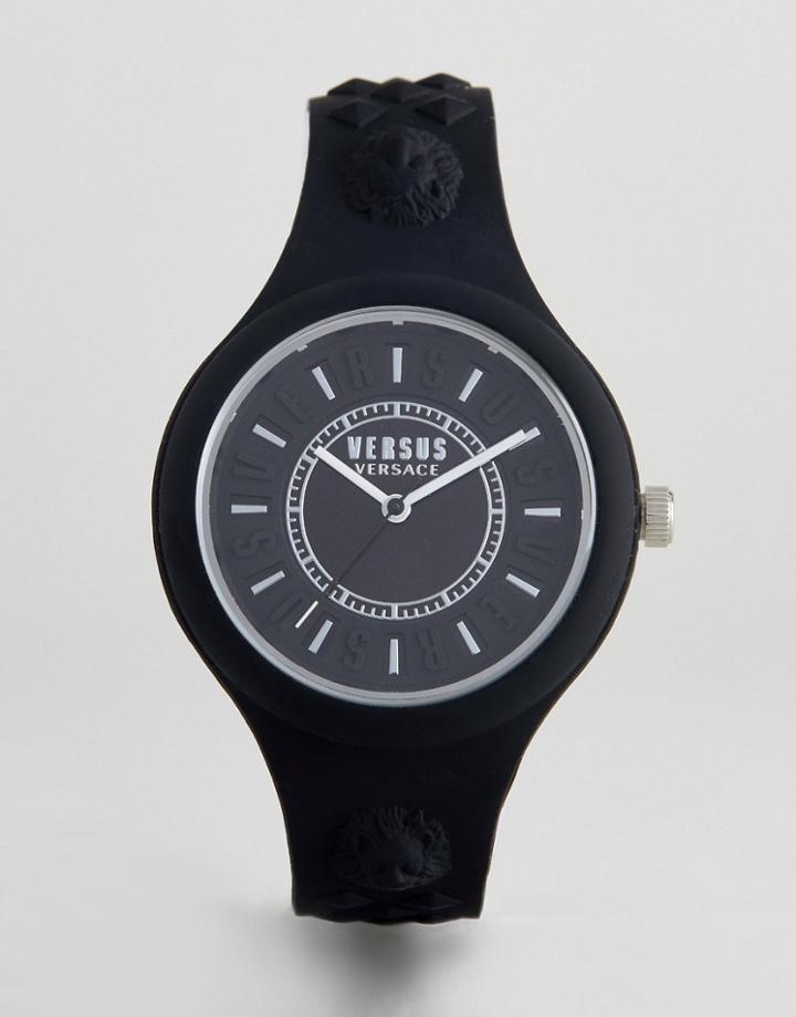 Versus Versace Fire Island Vspoq2018 Bicolour Silicone Watch In Black 39mm - Black