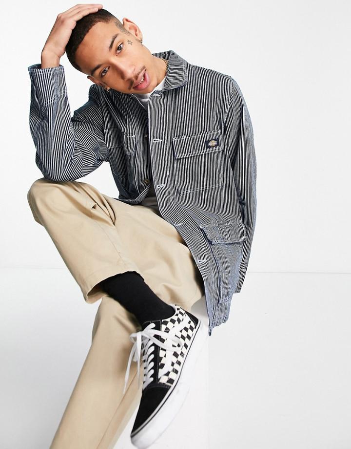 Dickies Morristown Jacket In Hickory Stripe-blues