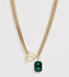 Reclaimed Vintage Statement Necklace With Green Stone Detail-gold