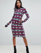 Club L Fairisle Holidays Bodycon Dress - Multi