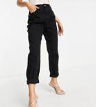 Asos Design Petite High Rise 'original' Mom Jeans In Black