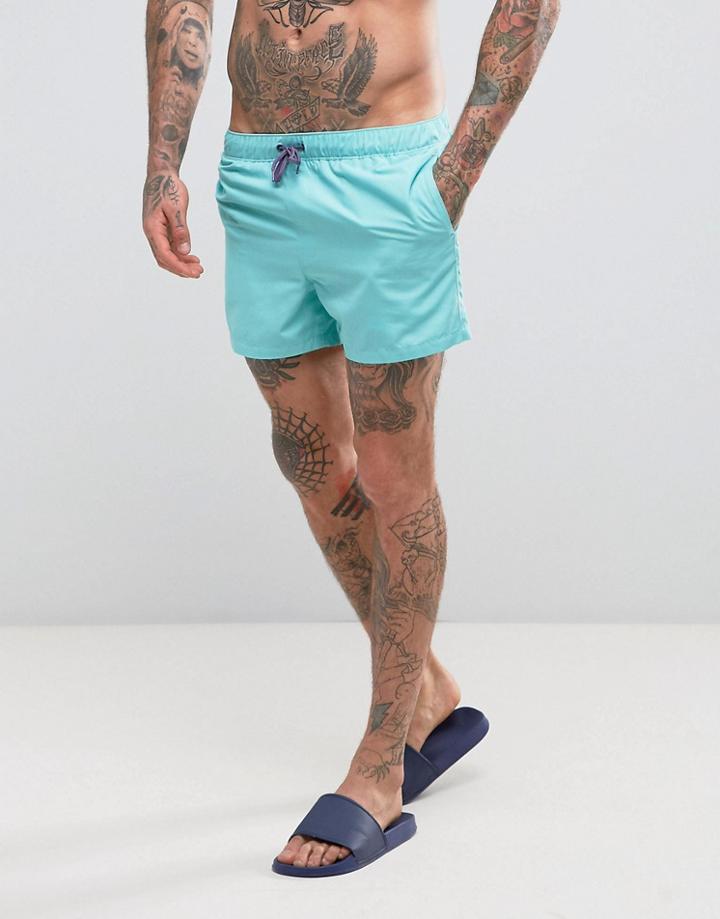 Asos Festival Swim Shorts In Teal Short Length - Green
