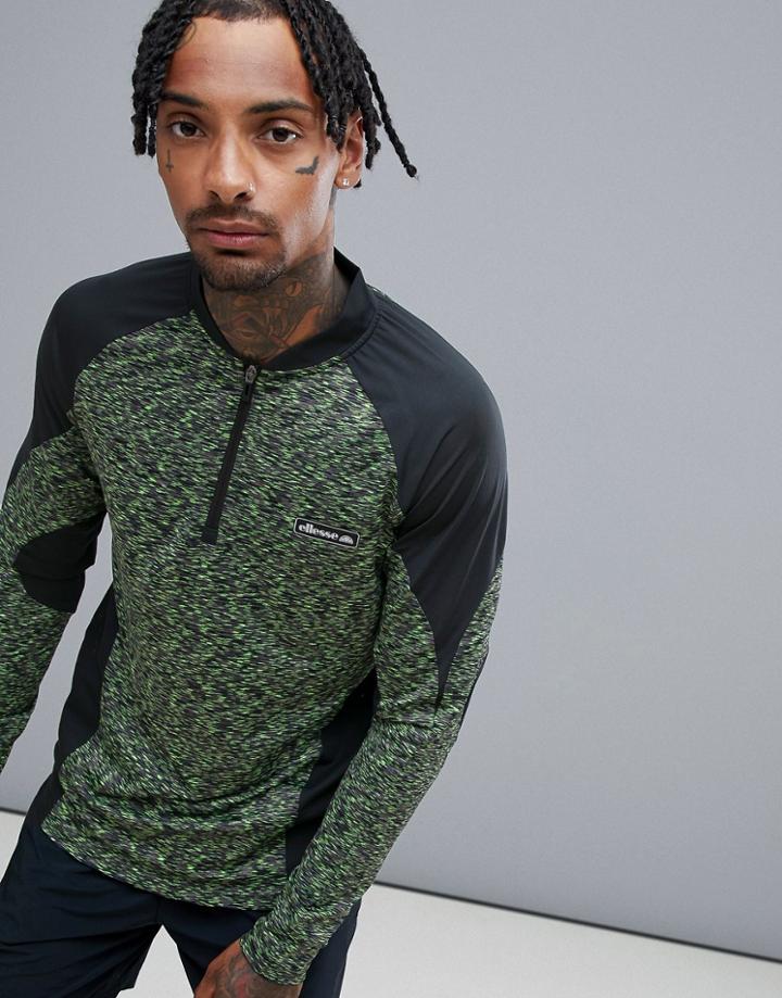 Ellesse Sports Bastio Long Sleeve T-shirt With Space Dye Print In Green - Green