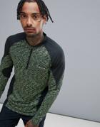 Ellesse Sports Bastio Long Sleeve T-shirt With Space Dye Print In Green - Green