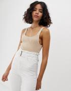 Native Youth Knitted Cami Top In Rib - Cream