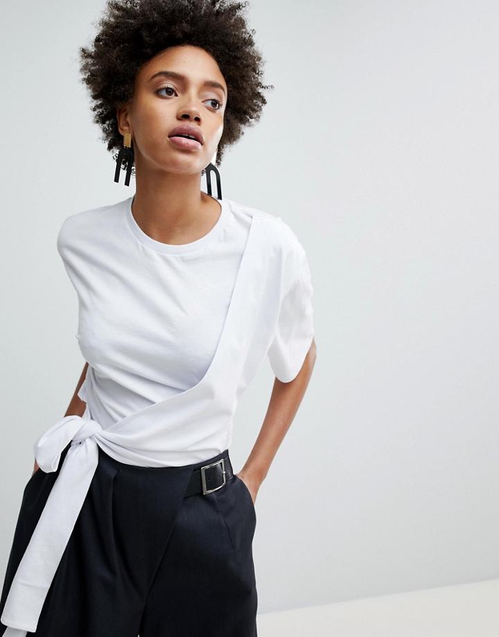 Asos White Wrap Cropped T-shirt - White
