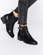 New Look Leather Look Buckle Detail Chelsea Boot - Black