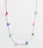 Asos Design Curve Necklace With Flower Beads And Pearls-multi