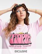 Reclaimed Vintage Inspired Oversized T-shirt With 70's Utopia Graphic In Light Pink-purple