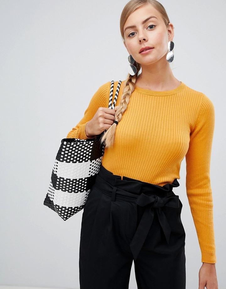 Monki Ribbed Sweater - Brown