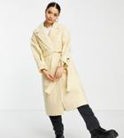 Topshop Petite Smart Wrap Coat In Buttermilk-yellow