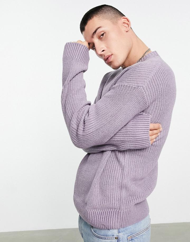 Jack & Jones Originals Oversized Ribbed Sweater In Lilac-purple