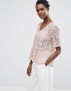 Selected Femme Rose Lace Top - Pink