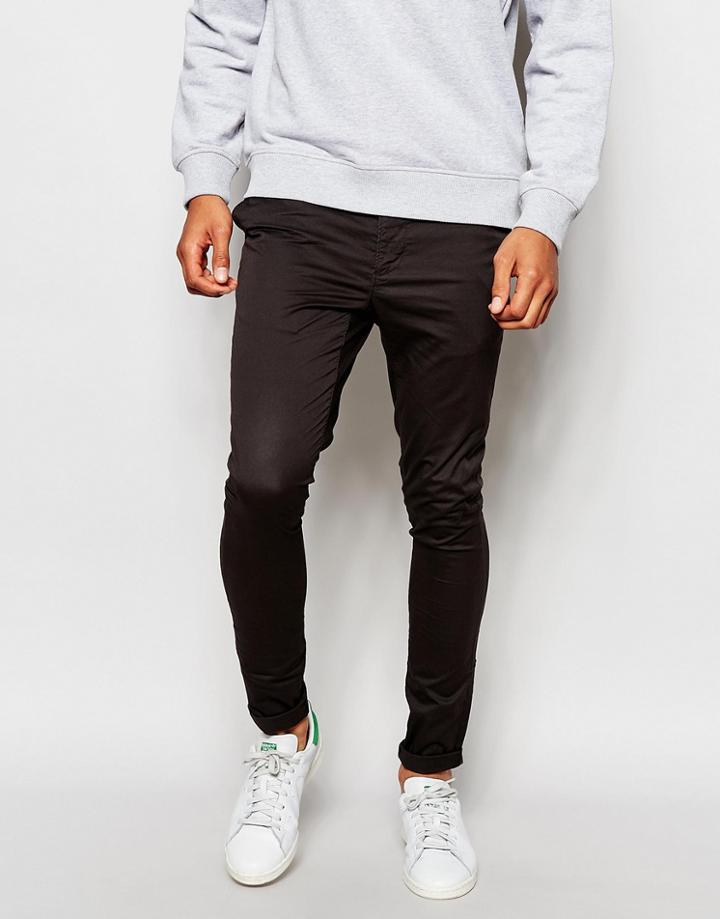 Asos Extreme Super Skinny Chinos In Charcoal - Charcoal