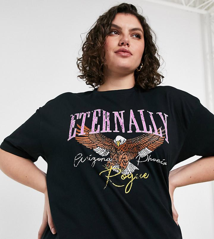 Simply Be 'eternally' Graphic T-shirt In Black