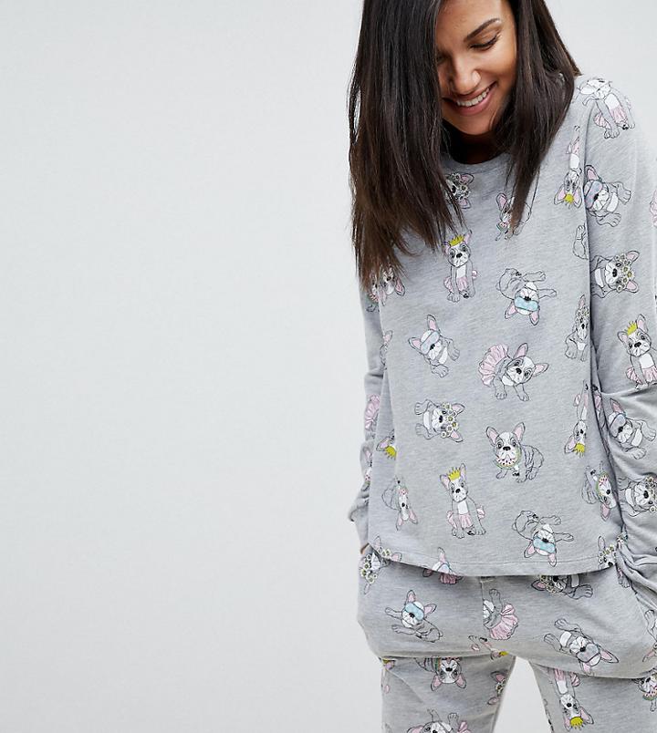 Asos Design Tall Lounge Frenchie Sweat - Gray