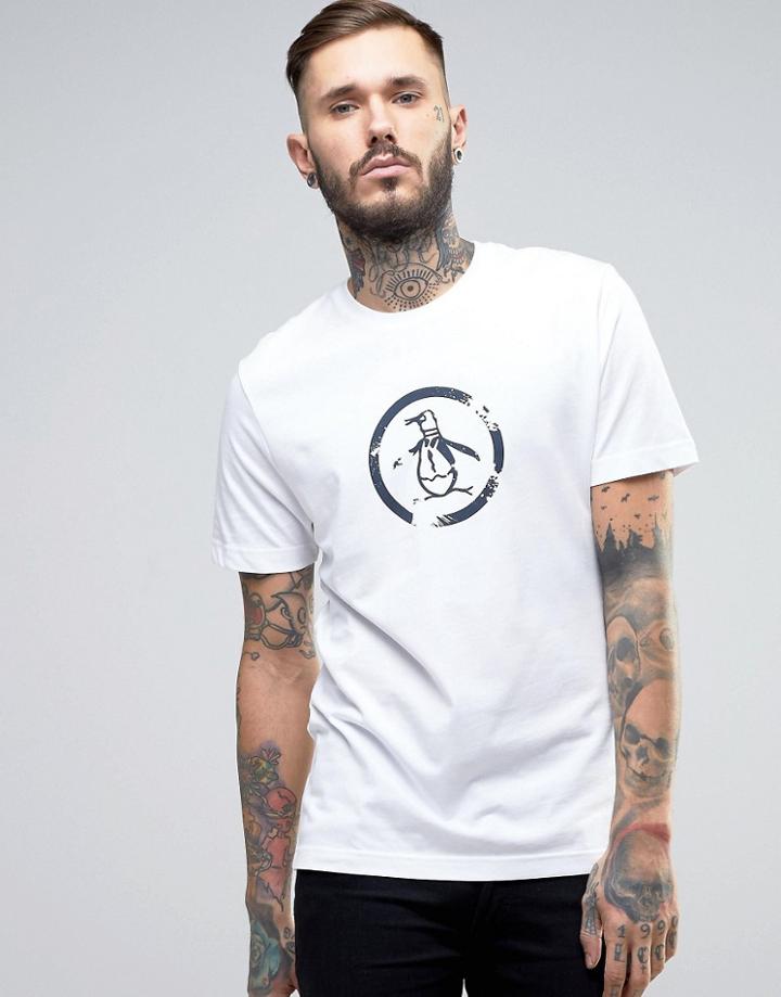 Original Penguin Large Logo T-shirt Slim Fit In White - White